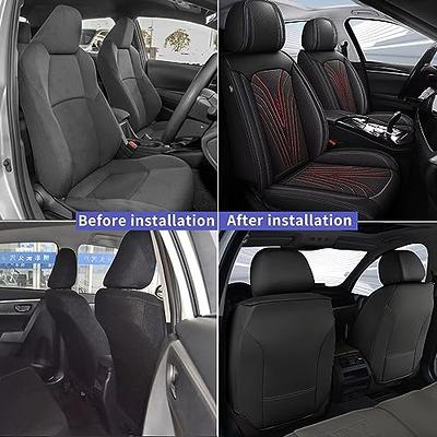 Leader Accessories 2pcs Leather Car Seat Cushions Non-Slip Black Front Seat  Covers Mat Pad for Cars