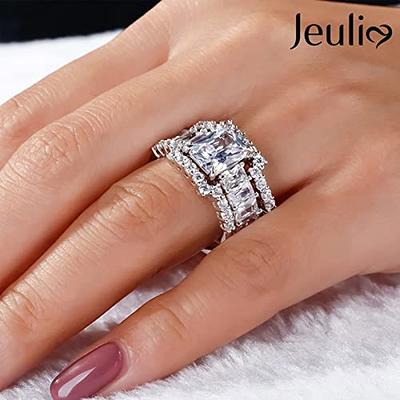 Jeulia Classic Radiant Cut Sterling Silver Ring - Size 5.0