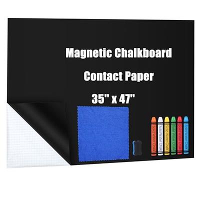 LACQWO 2 Pcs Magnetic Chalkboard Contact Paper for Wall 40x18 Self Adhesive Magnetic Blackboard Sticker with 53 Magnetic Letter for Kids, Black
