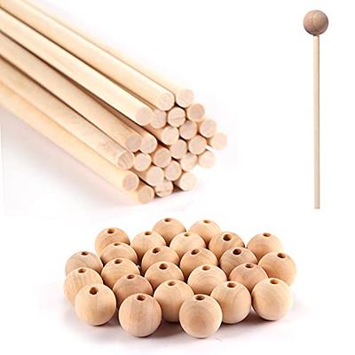 25PCS Dowel Rods Wood Sticks Wooden Dowel Rods – 1/4 x 12 Inch
