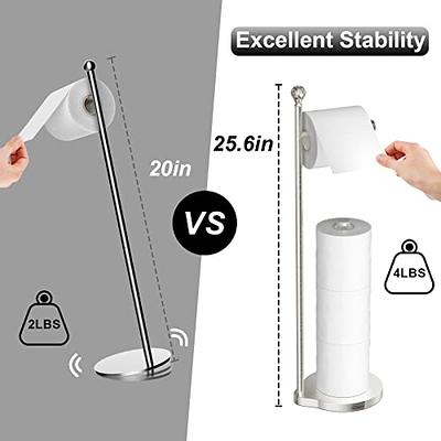  Toilet Paper Holder, Free Standing Toilet Paper Holder Stand  with Reserve for 4 Spare Rolls, Sturdy Base, Toilet Tissue Paper Roll  Storage Shelf (Marble Base, Brushed Nickel) : Tools & Home