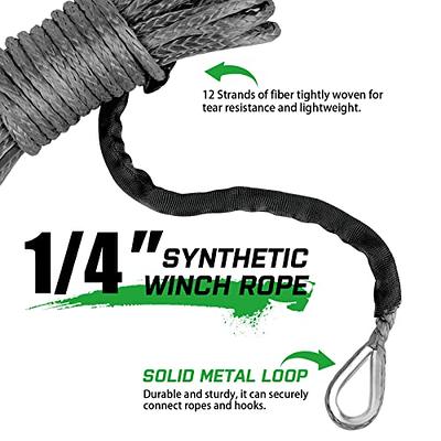 50ft 10000LBS Synthetic Winch Rope Line Recovery Cable For ATV UTV