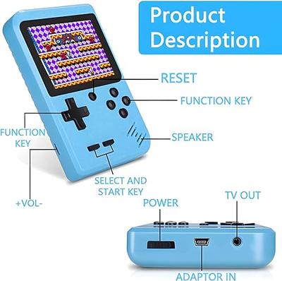  Handheld Game Console for Kids Adults, Game Boy Portable Retro  Game Console with 500 Classic Arcade Video Games 3 Inch Color Screen,  1020mAh Rechargeable Support TV Connection & Two Players(red) 