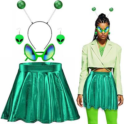 Kuscul Alien Costume for Women, Antenna Bopper Headband Metallic Shiny  Skirt Glasses Dangle Earrings for Halloween Cosplay (Green, M) - Yahoo  Shopping