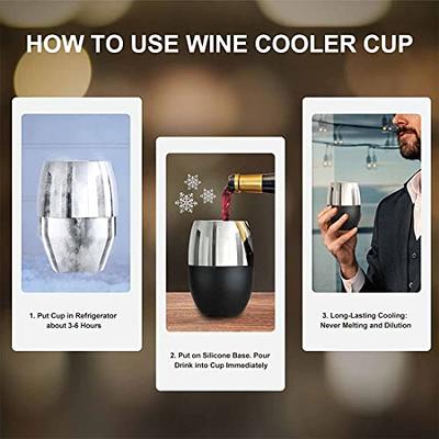 MAISON HUIS Wine Freeze Cooling Cup Stainless Steel, Double Wall Insulated  Freezable Drink Chilling Tumbler with Cooling Gel for Whiskey  Drinks(8.5oz,Black Silicone Base) - Yahoo Shopping