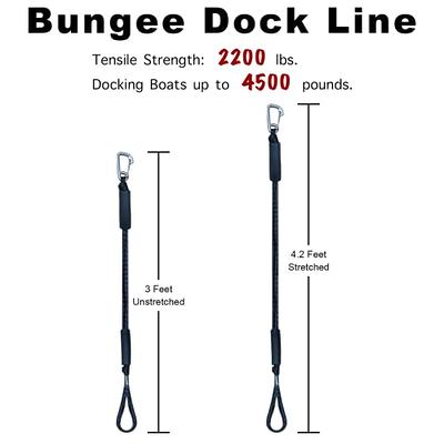 3FT*4 Bungee Dock Line Boat Ropes for Docking with Stainless Steel