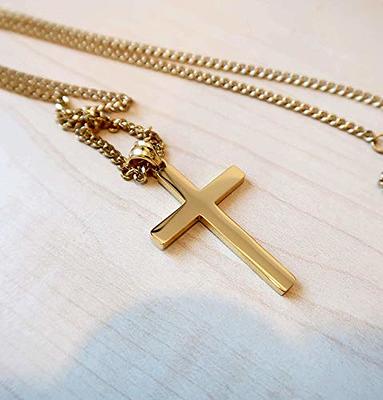 RIVETING JEWELRY 24K Gold Chain Style Cross Pendant Necklace Solid Plated  Clasp for Men,Women,Teens Thin for Charms Miami Cuban Link Diamond Cut - Yahoo  Shopping