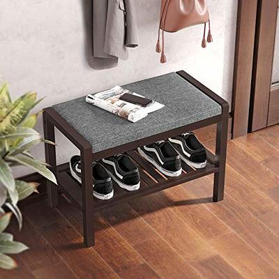 IDEALHOUSE Shoe Storage Bench Cubby Organizer for Entryway, Shoe Bench Storage Rack with Foam Pad Seating Cushion for Hallway Bedroom Living Room