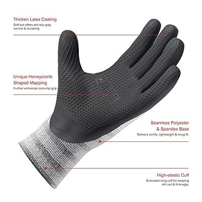 COOLJOB Work Gloves, Rubber Grip and Latex Coated, Non-Slip and