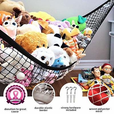  Lilly's Love Corner Stuffed Animal Toy Storage Hanging Organizer, 5 Expandable Mesh Net Pockets, Stores Loads of Plush Toys, Large Plushie  Display for Boys, Girls