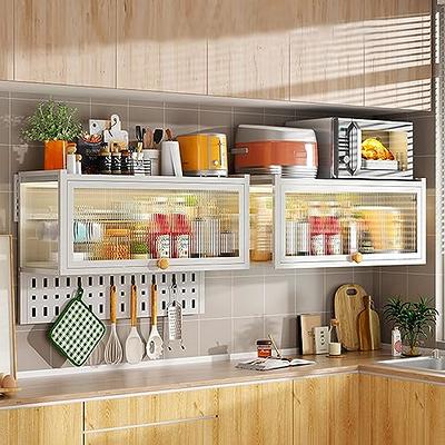 Gdrasuya10 Wall Mount White Kitchen Storage Cabinet Pantry, Hanging Kitchen  Pantry Wall Cabinet Organizer with Up-Flip Door Steel Kitchen Cabinet Easy