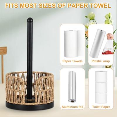 Wood Paper Towel Holder Countertop - Rustic Farmhouse Paper Towel Holder  Stand 