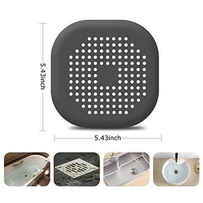 Hair Catcher,Square Drain Cover for Shower Silicone Hair Stopper with  Suction Cups,Easy to Install Suit for Bathroom,Bathtub,Kitchen 2 Pack (Grey