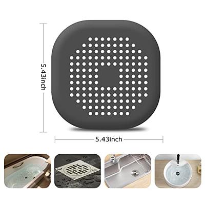 [2 Pack]Hair Catcher,Square Hair Drain Cover for Shower Silicone Hair Stopper with Suction Cup,Easy to Install Suit for Bathroom,Bathtub,Kitchen (Grey