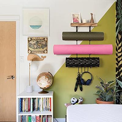  Yoga Mat Holder, Wall Mounted Organizer w/Shelf and