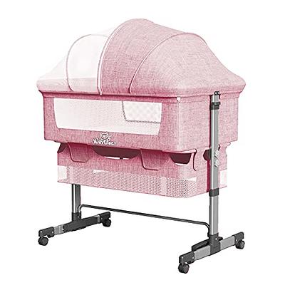 JOYMOR 3 in 1 Baby Bedside Sleeper with Bassinet Portable Folding  Multifunction Crib