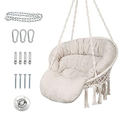 Hammock Chair with Cushion, Handmade Macrame Swing Chair with