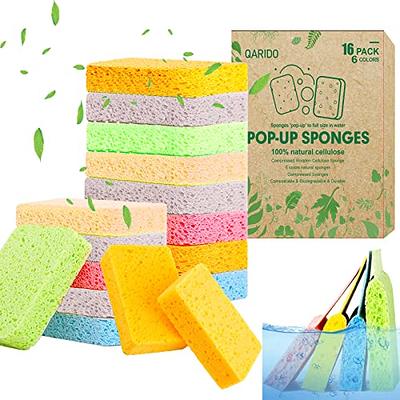 Compressed Cellulose Kitchen Sponges 24Pack,Non-Scratch Biodegradable  Natural Sponge Scrub for Dishes Cleaning,Funny Colorful DIY Sponge for Kids