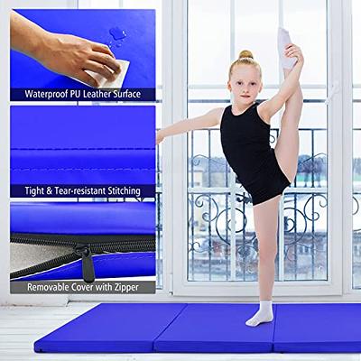 Gymax 6 Ft. x 4 Ft., Folding Gymnastics Tumbling Mat, Thick Panel Gym  Fitness Exercise Mat, Navy 