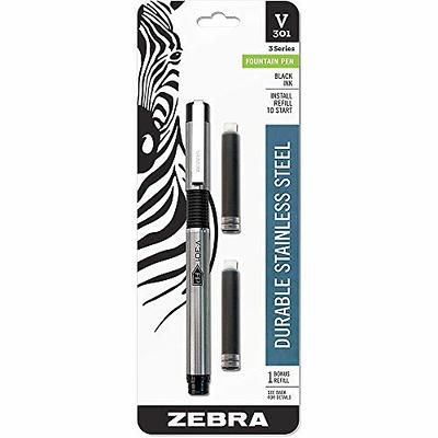 Zebra Pen G-301 Stainless Steel Retractable Gel Pen, 0.7mm, Black Ink,  2-Count