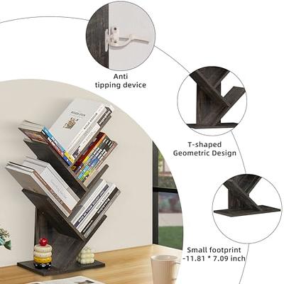 Gymax 5-Tier Tree Bookshelf with Wooden Drawer Display Storage