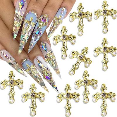  WOKOTO 100pcs 3D Gold Crucifix Nail Charms For Nail