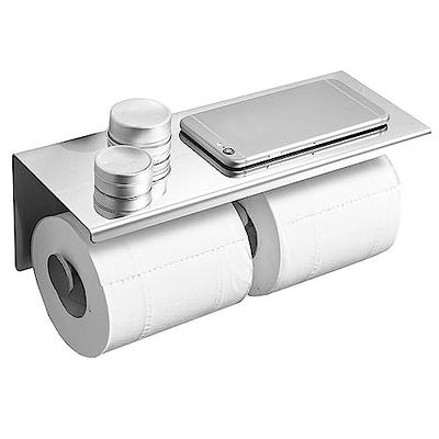 Double Roll Toilet Paper Holder Wall Mount With Shelf Holds 2