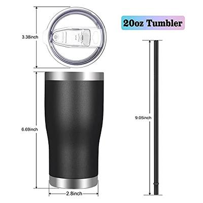 VEGOND 20oz Tumbler Stainless Steel Tumbler Cup with Lid And Straw Vacuum  Insulated Double Wall Travel Coffee Mug(Black 1 Pack)