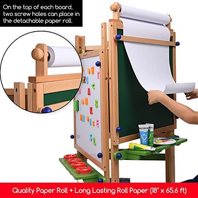 MEEDEN Easel for Kids, Double-Sided All-in-one Wooden Art Easel, Kids Art  Easel Set with Paper Rolls, Magnetic Easel with Whiteboard & Chalkboard