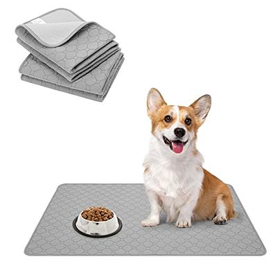 SINLAND Microfiber Pet Food Mat Super Water Absorbent Dog Feeding Mat  Anti-Slip Pet Bowl Mat with Anti-Skid Backing 21 Inch x 32 Inch Grey  Rectangle