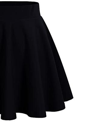 DRESSTELLS Skirt for Women Mini Skirts Versatile A-line Basic Stretchy  Flared Skater Skirt, A-black, Large