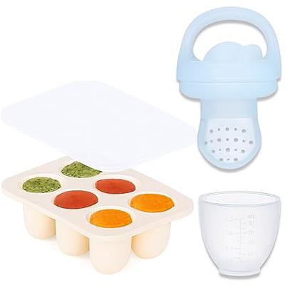 JEXFUN Silicone Baby Fruit Food Feeder Pacifier & Breastmilk Popsicle  Freezer Molds, Baby Food Storage Containers Breast Milk Ice Cubes for Baby