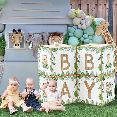 Soft Jungle Baby Blocks Baby Shower Table Decorations, 4pc