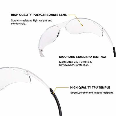 ROAR Smoke Premium Safety Glasses 6 pairs per box Eyewear Protective  Glasses Safety Goggle Airsoft Goggle, Strong Impact Resistant Lens for