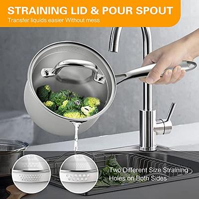 Farberware Stainless Steel Pot Saucepan Strainer Lid Double Pour Spout 3 QT