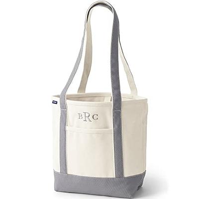  Lands' End Natural Long Handle Zip Top Canvas Tote