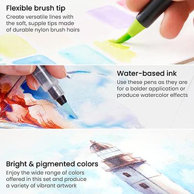  ARTEZA Real Brush Pens, 24 Watercolor Markers for Watercolor  Painting, Drawing, and Calligraphy, Flexible Nylon Brush Tips, Ideal  Drawing Pens for Artists, Journalists, and Beginners