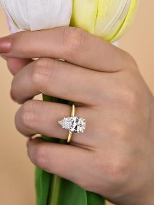 Pear Shaped Engagement Ring/ Pear Shaped Moissanite Ring/ 4.0 Carat Pear Shape Wedding Ring/ Pear Cut Ring/ Pear Shaped Solitaire Ring 13