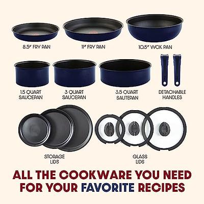 T-Fal Ingenio Nonstick Cookware Set 8 Piece Induction Oven Broiler Safe 500F Cookware, Pots and Pans, Oven, Broil, Dishwasher Safe, Black