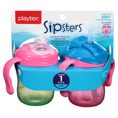 Playtex Baby Sipsters Stage 3 Milk & Water Insulated Straw Sippy Cups, 9  oz, 2 pk