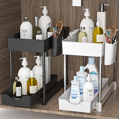 REALINN Under Sink Organizers and Storage, 2 Pack Slide out Kitchen Under  Sink Storage Rack, Bathroom Cabinet Organizer Baskets