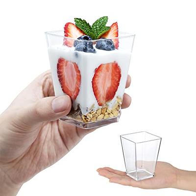 Qeirudu 50 Pack 3 oz Square Mini Dessert Cups with Lids and Spoons, Plastic  Parfait Cups Dessert Shooter Cups for Individual Appetizers Mousse Trifle  Pudding - Yahoo Shopping