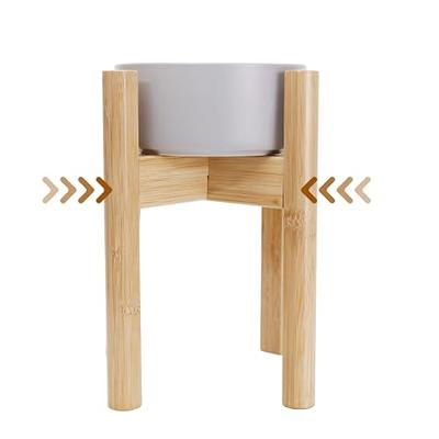 Dog Bowl Stand for Large Dogs - Height 14-inch, Adjustable, Lockable Width  (8-11 inches Wide) - Food, Water Feeder Holder - Bamboo Stand Only