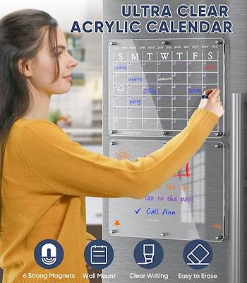 Magnetic Acrylic Calendar for Fridge Dry Erase Board Clear Acrylic Wall  Calendar 2 Pack 12X 16 Planning Boards Clear Fridge Calendar Dry Erase