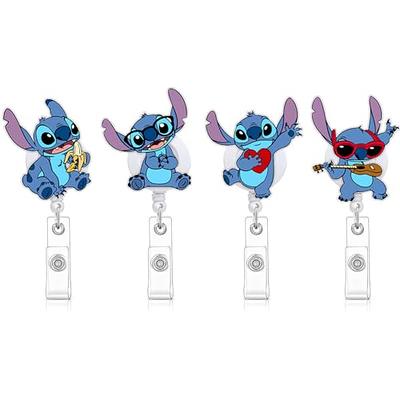 Stitch in Pumpkin Retractable ID Badge Reel Nurse, Teacher Office Badge Reel