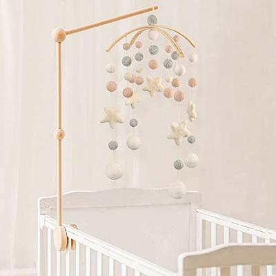 Baby Crib Mobile - Boho Rainbow Baby Wooden Crib Mobile Felt | Colorful  Cotton Ball | Wool Ball | Ceiling Mobile | Baby Mobile for Bassinet |  Nursery