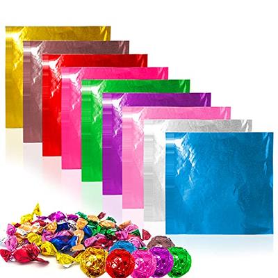 Gold Foil Candy Wrappers, 6 inch x 7.5 inch, Back Side Silver, Individual Chocolate Packaging, Foil Wraps for Chocolate Bars, Fudge, Brownies, Fruit