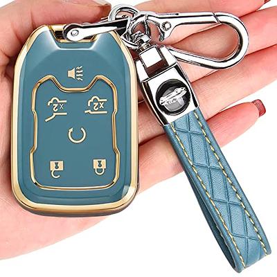 Key Fob Cover Compatible with Chevy Chevrolet Suburban Tahoe GMC Terrain  Yukon Yukon XL Smart 6 Buttons TPU Remote Keyless Key Fob Case Protection