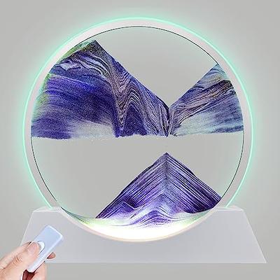 Aoderun 12 Moving Sand Art Liquid Motion with Light 3 Color Changing  Moving Sand Art Picture Round Glass 3D Deep Sea Sand Art Sandscapes for  Adult Relaxing Toys Desktop Home Office(Purple) 