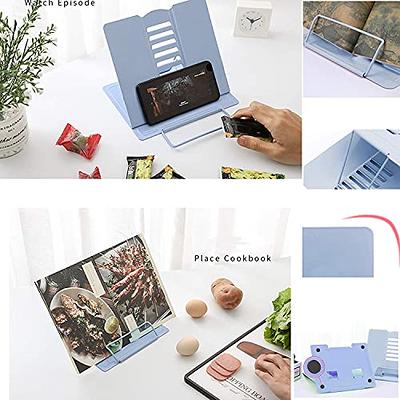 MSDADA Desk Book Stand Metal Reading Rest Book Holder Adjustable Cookbook  Documents Holder Portable Sturdy Bookstands for Recipes Textbooks Tablet